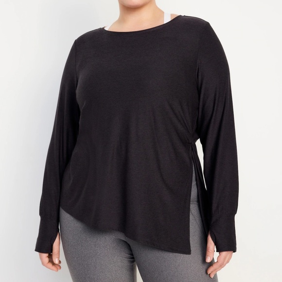 NWT OLD NAVY CloudMotion Side-Tie Tunic COLOR Black Jack SIZE LARGE - Picture 7 of 9